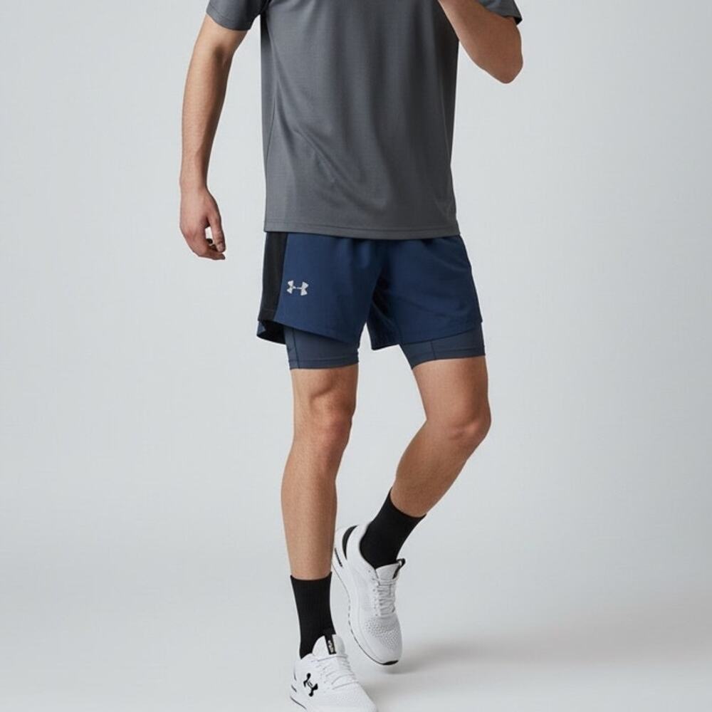 Under Armour Men’s Navy and Black 2-in-1 Training Shorts